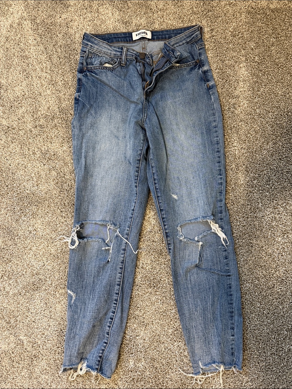 RSQ Distressed Blue Straight Leg Jeans